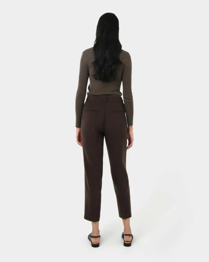 Forcast Finnley Slim Trousers Deep Brown Women HighWaisted Pants