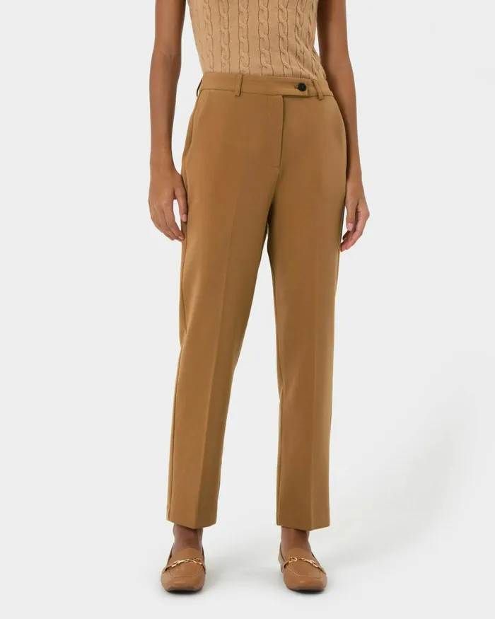 Forcast Finnley Slim Trousers Tan Women HighWaisted Pants