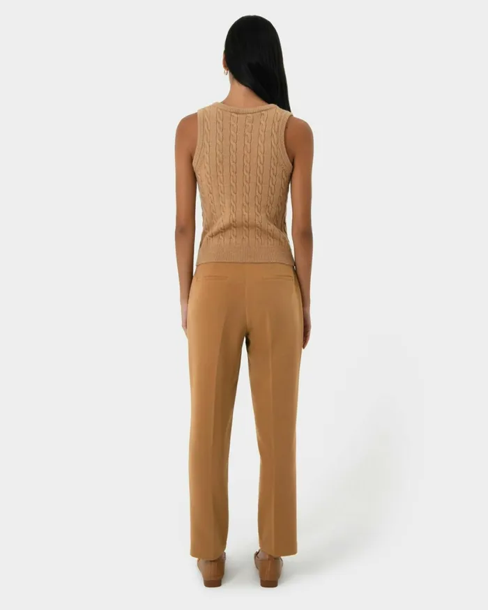 Forcast Finnley Slim Trousers Tan Women HighWaisted Pants