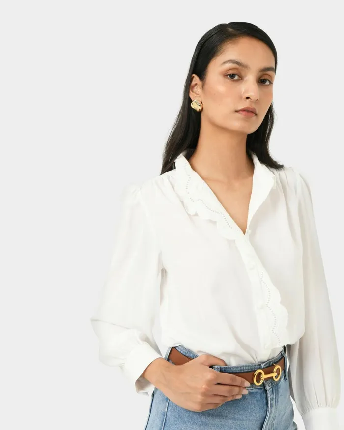 Forcast Frances Embroidery Blouse White Women TShirts and Tops