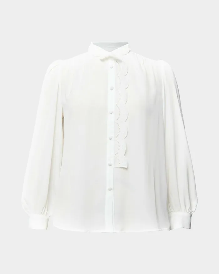 Forcast Frances Embroidery Blouse White Women TShirts and Tops
