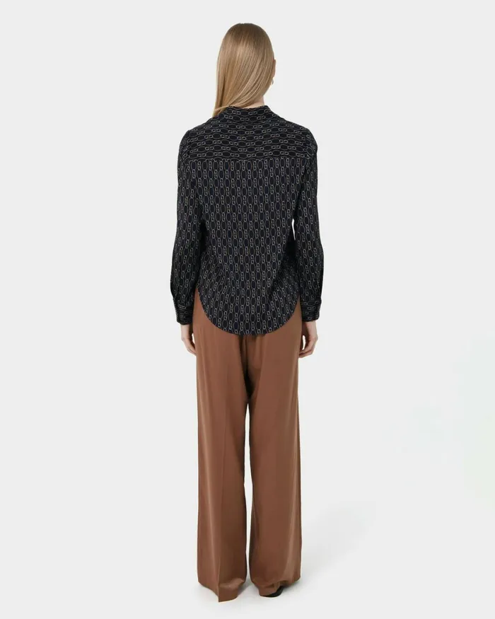 Forcast Freya Chain Print Blouse Navy Women TShirts and Tops