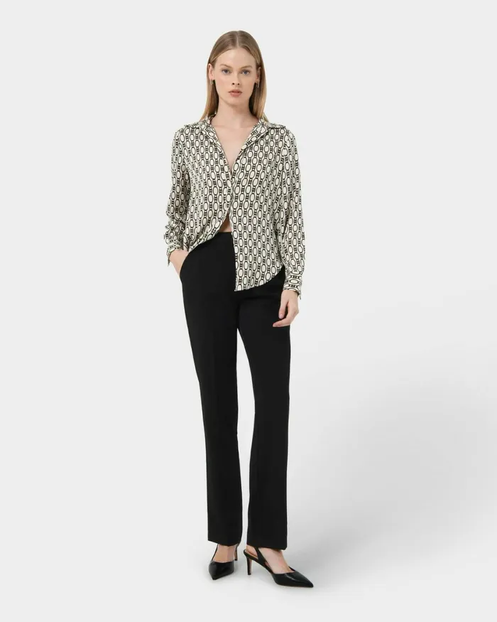 Forcast Freya Chain Print Blouse Navy Women TShirts and Tops