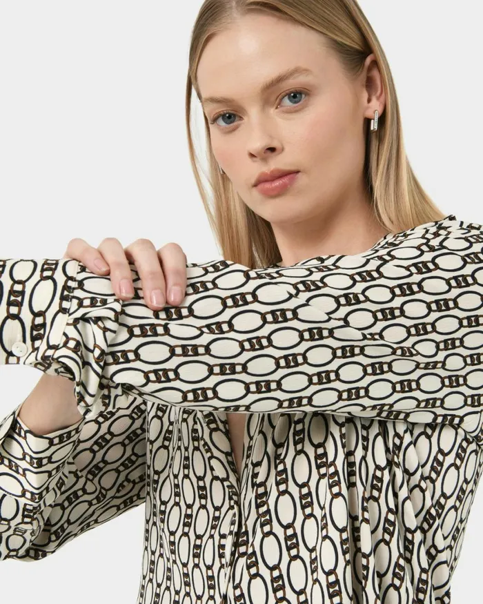 Forcast Freya Chain Print Blouse Navy Women TShirts and Tops