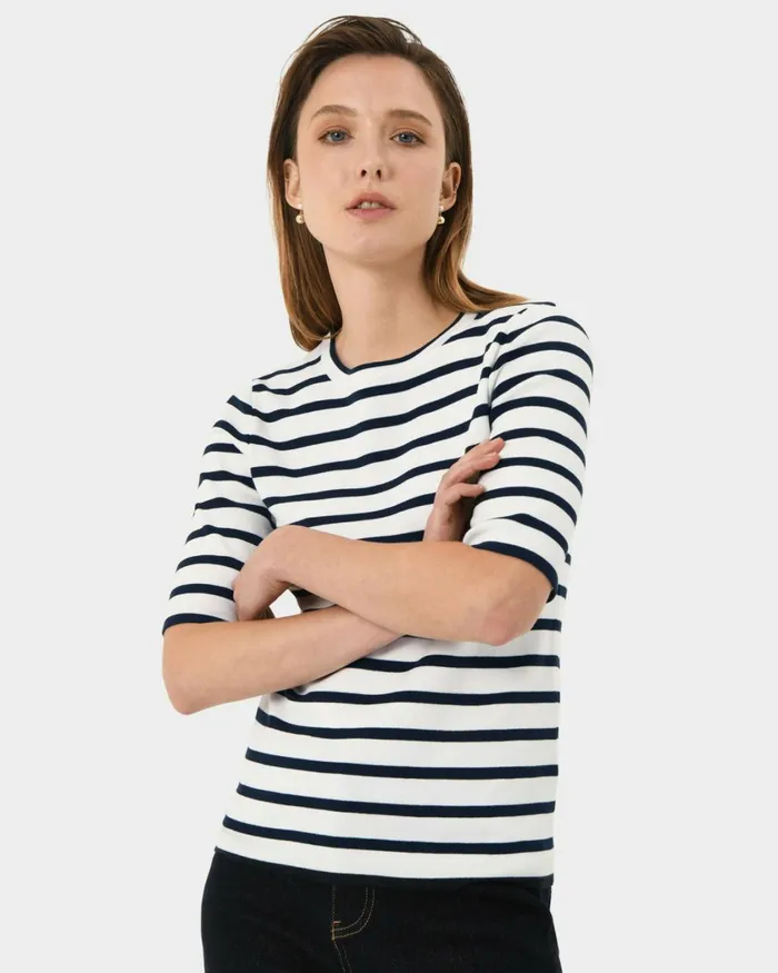 Forcast Gaia Stripe Knit Top Women TShirts and Tops