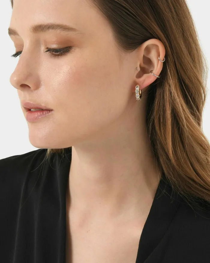 Forcast Gemma 16k Gold Plated Earrings Gold Whitesilver White Women Earrings
