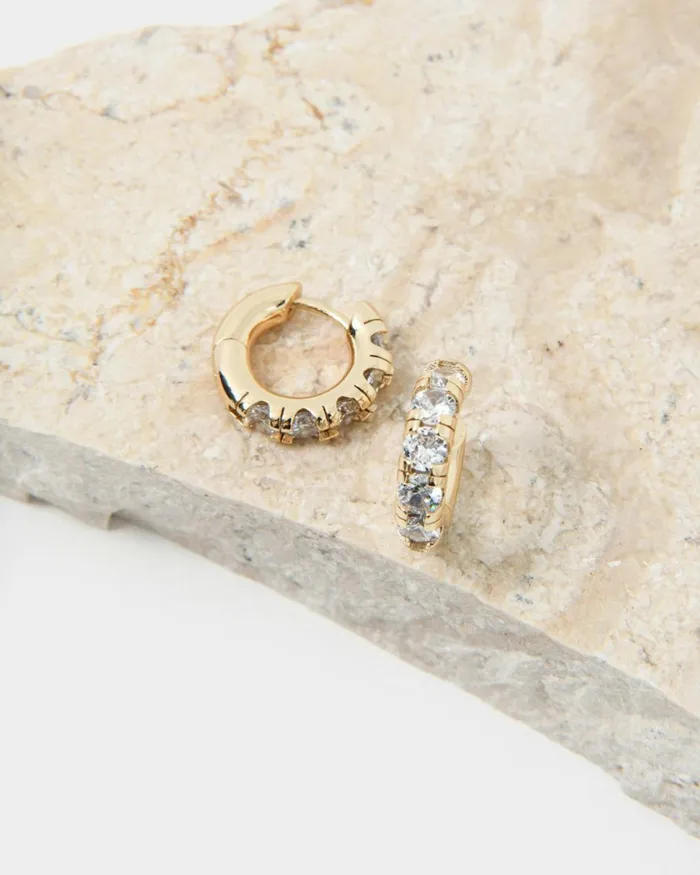 Forcast Gemma 16k Gold Plated Earrings Gold Whitesilver White Women Earrings
