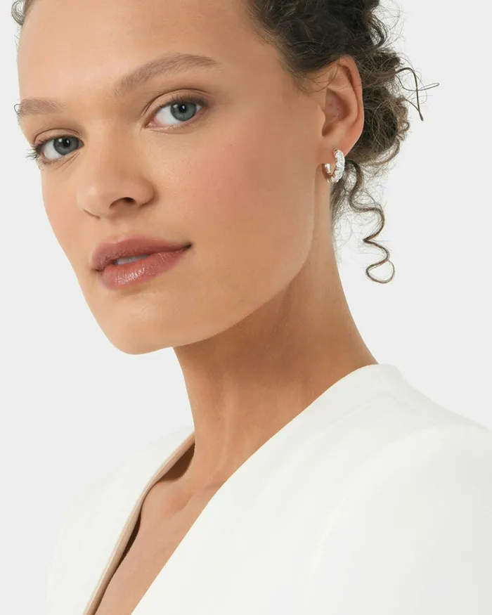 Forcast Gemma 16k Gold Plated Earrings Gold Whitesilver White Women Earrings