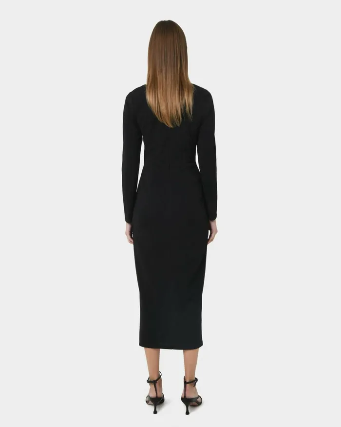 Forcast Giada Twist Knit Glitter Dress Greenblack Women Midi Dresses