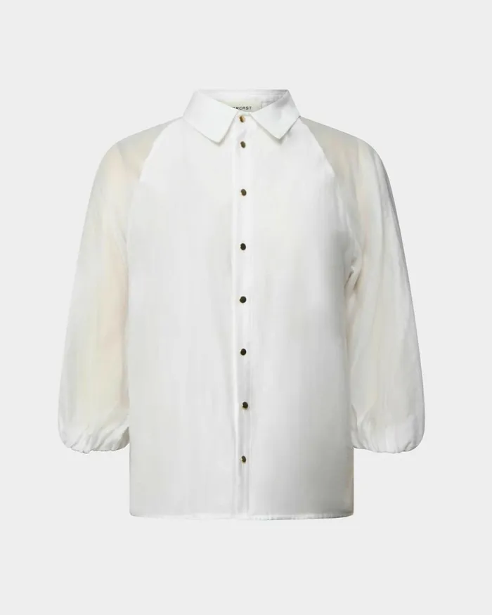 Forcast Giulia Gold Button Blouse Whiteblack Women Long Sleeve Tops