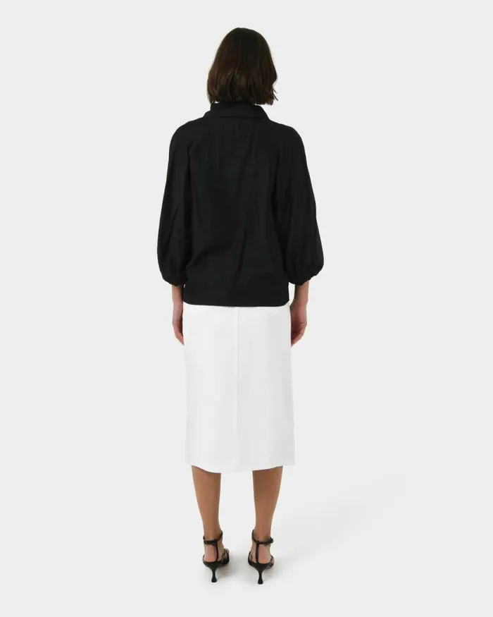 Forcast Giulia Gold Button Blouse Whiteblack Women Long Sleeve Tops