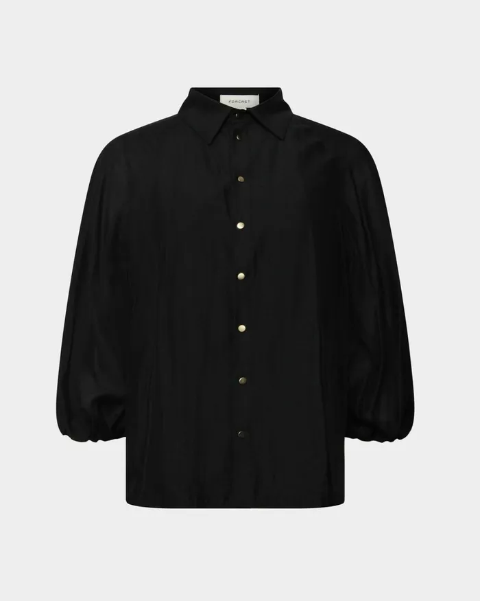Forcast Giulia Gold Button Blouse Whiteblack Women Long Sleeve Tops