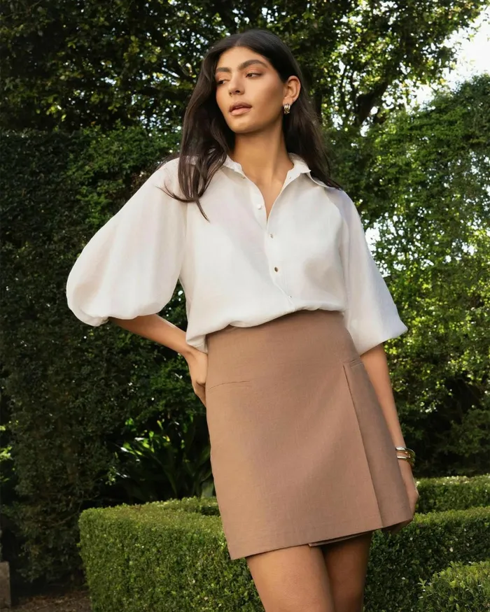 Forcast Giulia Gold Button Blouse Whiteblack Women Long Sleeve Tops