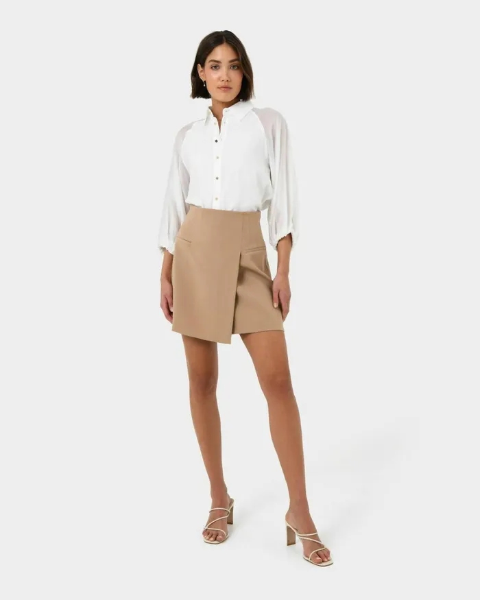 Forcast Giulia Gold Button Blouse Whiteblack Women Long Sleeve Tops