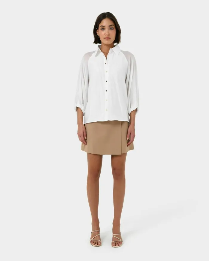 Forcast Giulia Gold Button Blouse Whiteblack Women Long Sleeve Tops