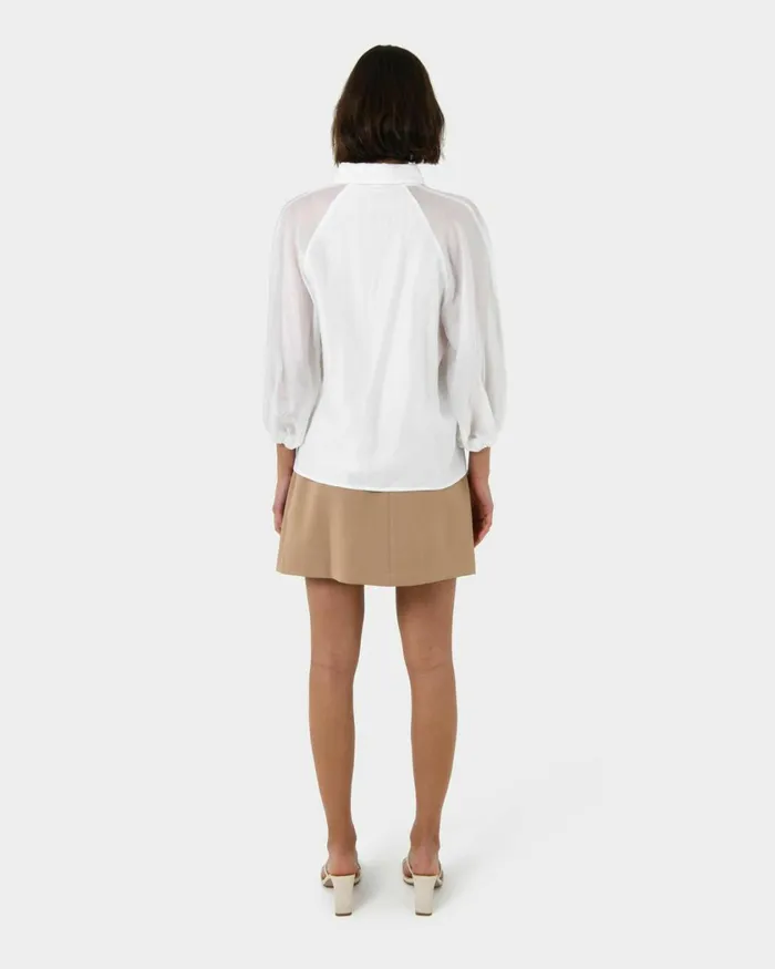 Forcast Giulia Gold Button Blouse Whiteblack Women Long Sleeve Tops