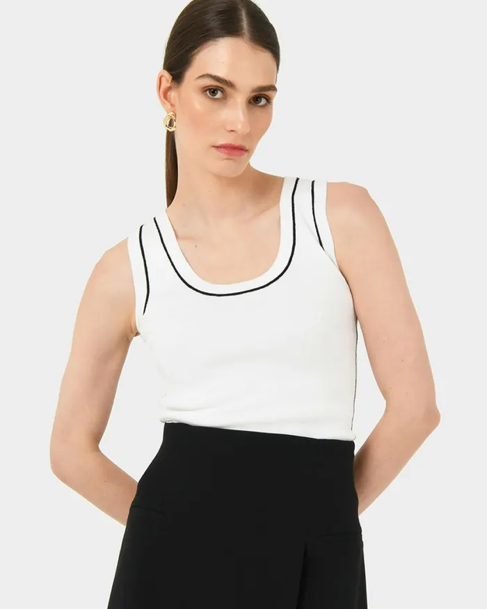 Forcast Gloria Contrast Knit Top Women TShirts and Tops