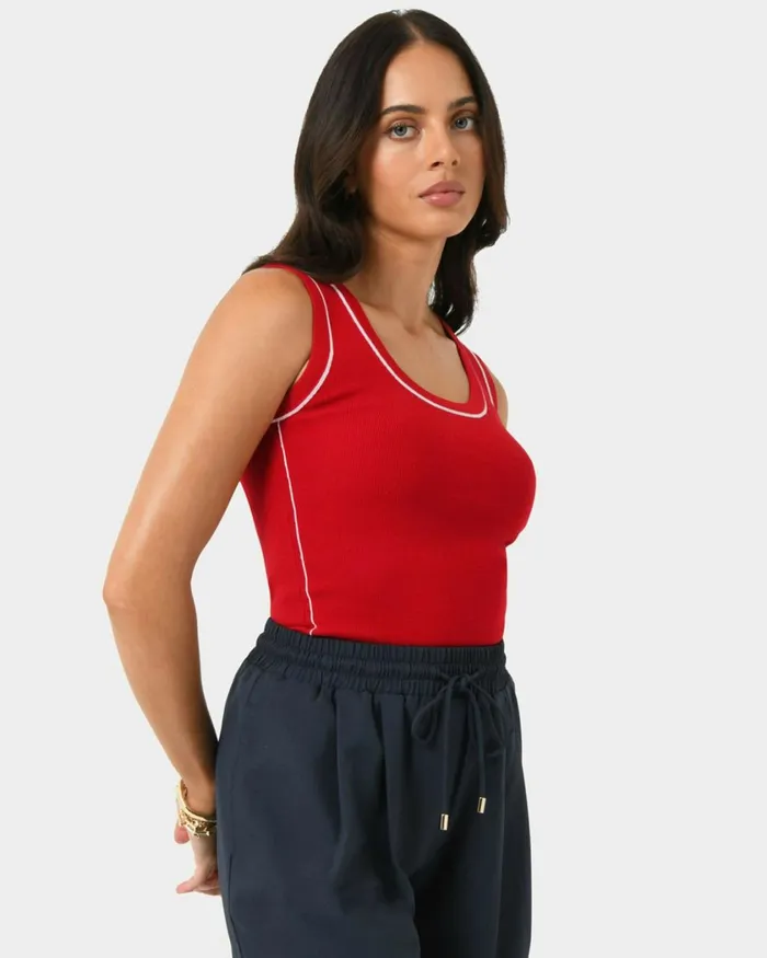 Forcast Gloria Contrast Knit Top Women TShirts and Tops