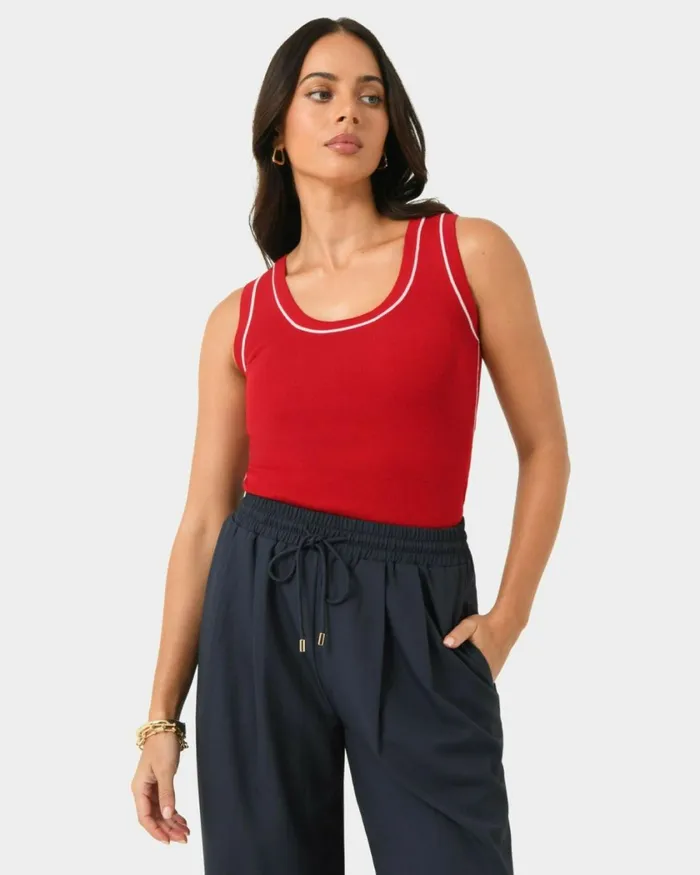 Forcast Gloria Contrast Knit Top Women TShirts and Tops