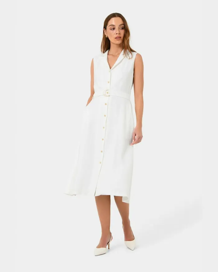 Forcast Goulbury Midi Dress Ivoryblack Women Midi Dresses