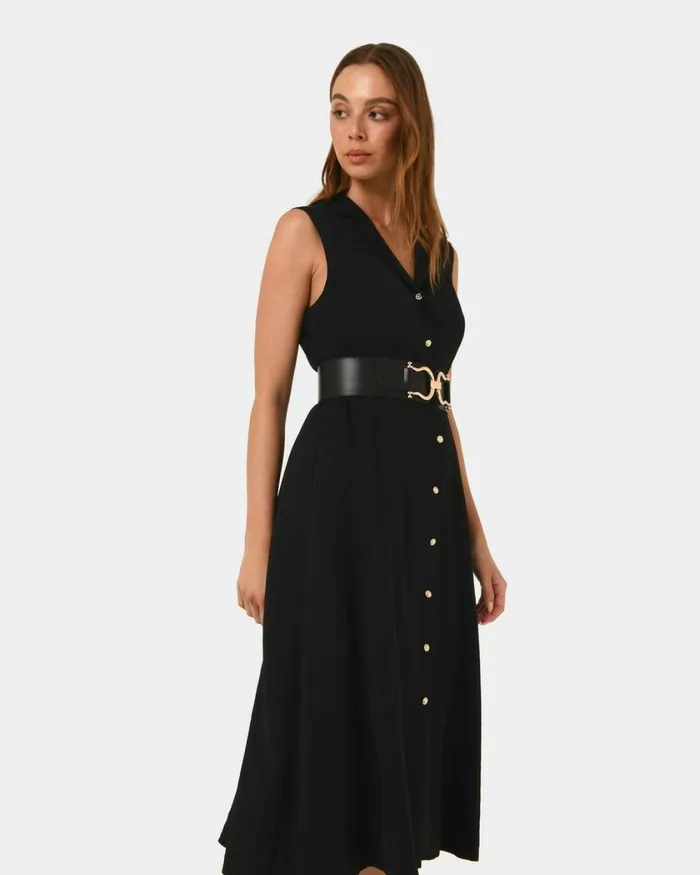 Forcast Goulbury Midi Dress Ivoryblack Women Midi Dresses
