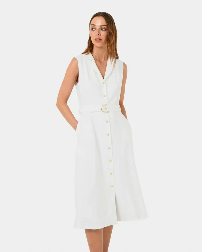 Forcast Goulbury Midi Dress Ivoryblack Women Midi Dresses