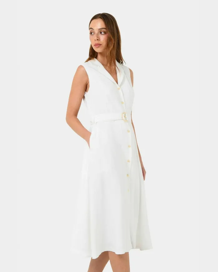 Forcast Goulbury Midi Dress Ivoryblack Women Midi Dresses