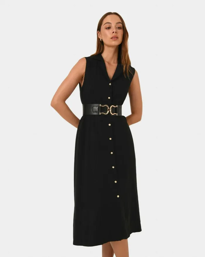 Forcast Goulbury Midi Dress Ivoryblack Women Midi Dresses