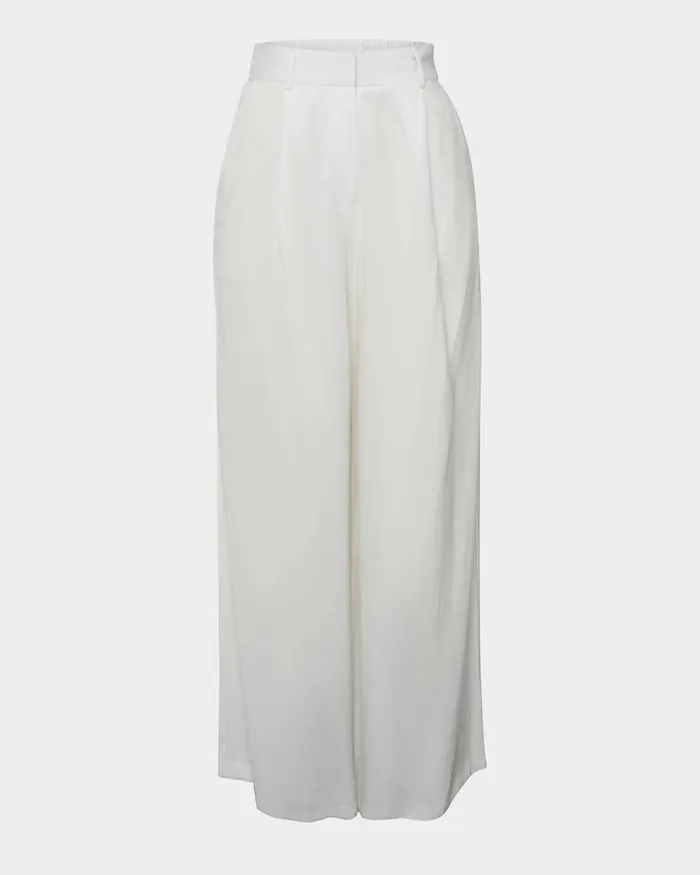 Forcast Goulbury Wide Leg Pants Ivoryblack Women HighWaisted Pants