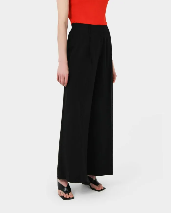 Forcast Goulbury Wide Leg Pants Ivoryblack Women HighWaisted Pants