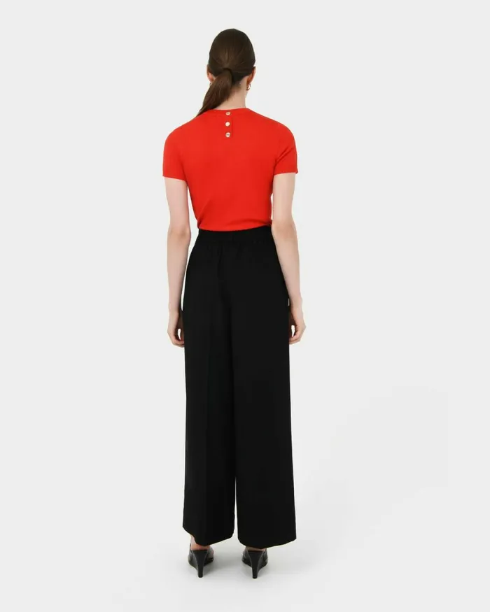 Forcast Goulbury Wide Leg Pants Ivoryblack Women HighWaisted Pants