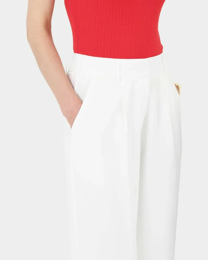 Forcast Goulbury Wide Leg Pants Ivoryblack Women HighWaisted Pants