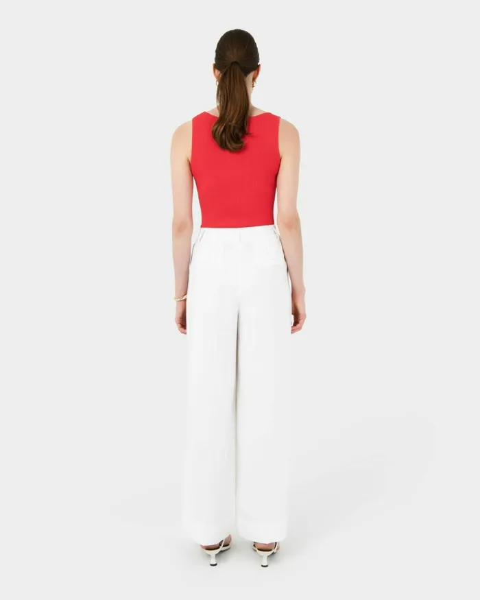 Forcast Goulbury Wide Leg Pants Ivoryblack Women HighWaisted Pants