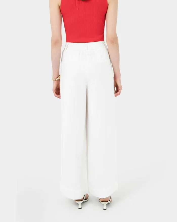 Forcast Goulbury Wide Leg Pants Ivoryblack Women HighWaisted Pants