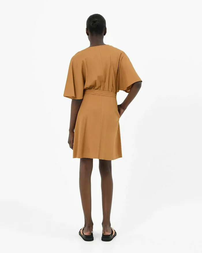 Forcast Greenfield Tie Waist Dress Light Tanivory Women Day Dresses