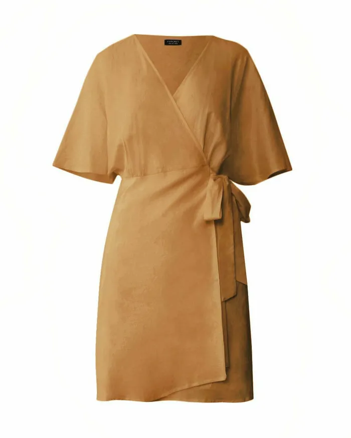 Forcast Greenfield Tie Waist Dress Light Tanivory Women Day Dresses