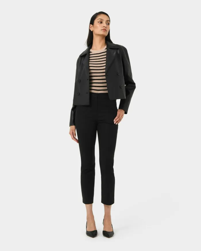 Forcast Hadley Straight Leg Pants Black Women HighWaisted Pants