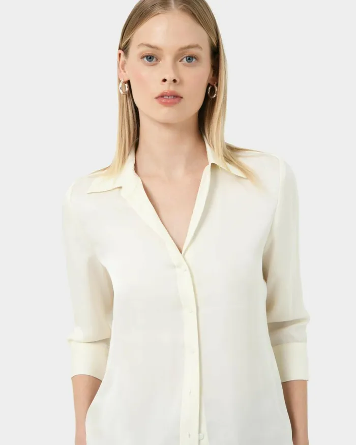 Forcast Hailee 34 Sleeve Satin Blouse Cream Women TShirts and Tops