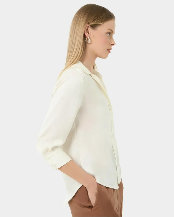 Forcast Hailee 34 Sleeve Satin Blouse Cream Women TShirts and Tops