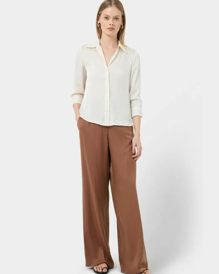 Forcast Hailee 34 Sleeve Satin Blouse Cream Women TShirts and Tops