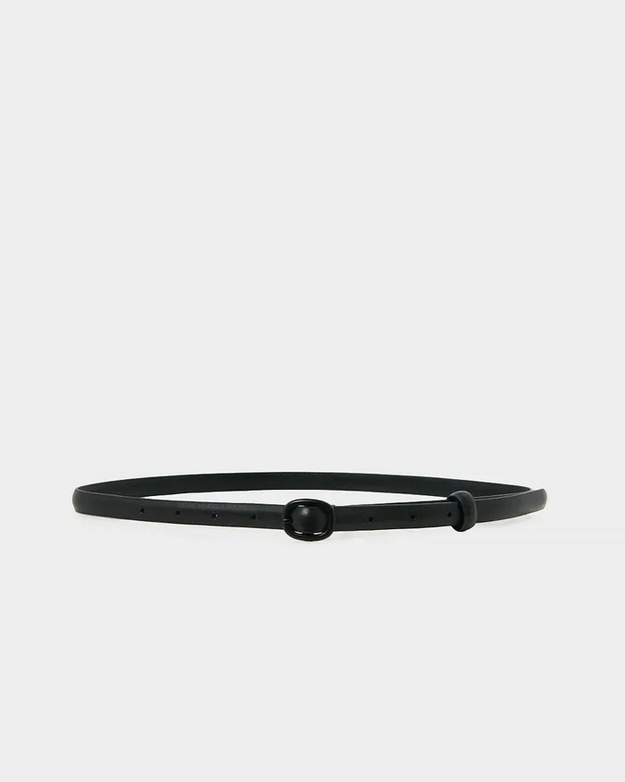 Forcast Hailey Slim Leather Belt Dark Nudeblack Women Belts