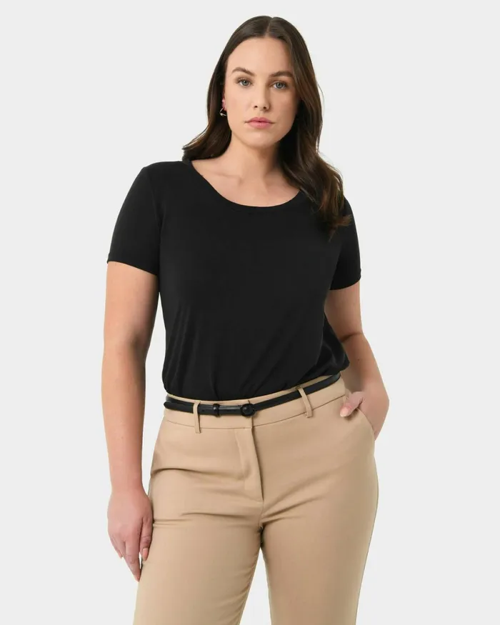 Forcast Hailey Slim Leather Belt Dark Nudeblack Women Belts