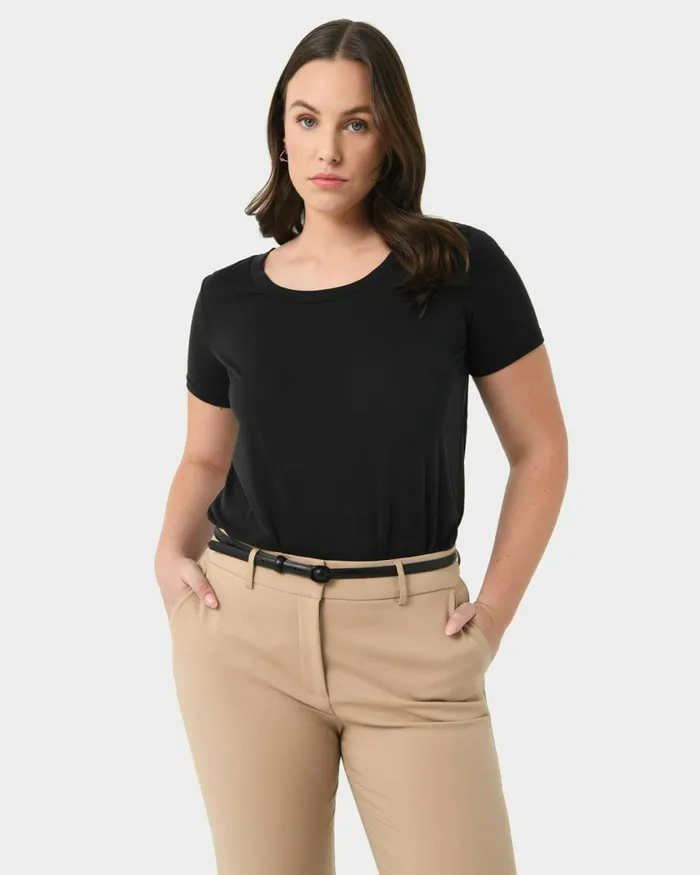 Forcast Hailey Slim Leather Belt Dark Nudeblack Women Belts