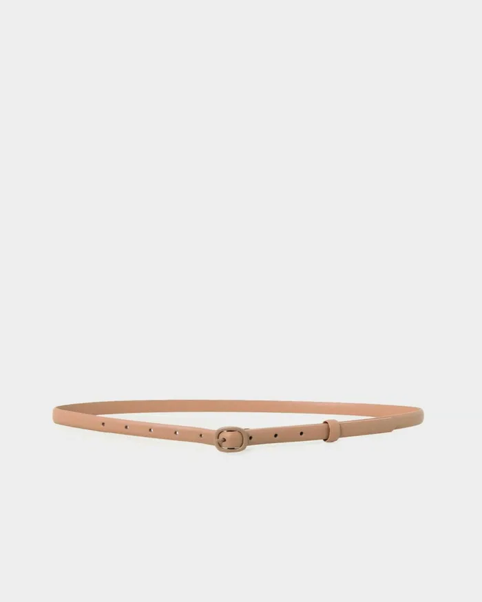 Forcast Hailey Slim Leather Belt Dark Nudeblack Women Belts