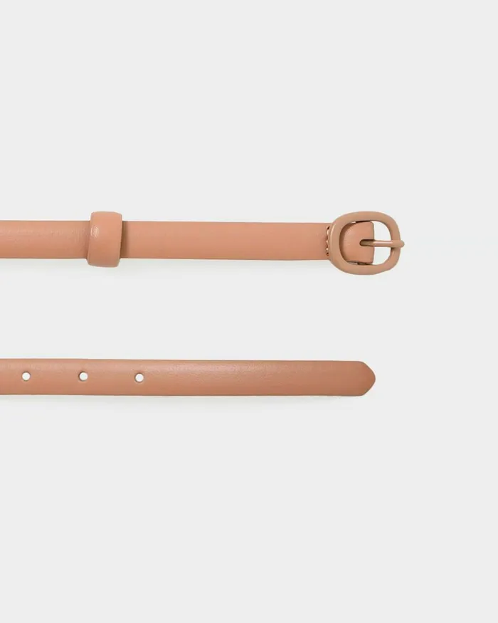 Forcast Hailey Slim Leather Belt Dark Nude Women Belts