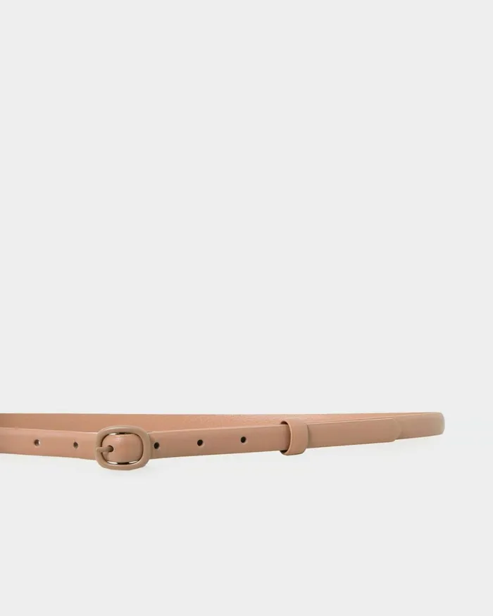 Forcast Hailey Slim Leather Belt Dark Nude Women Belts