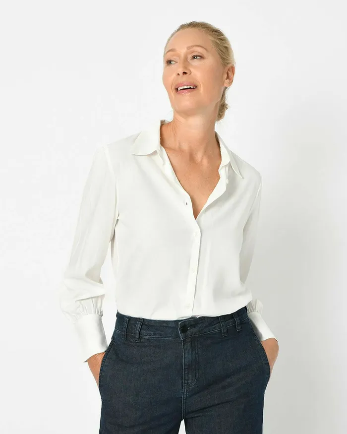 Forcast Hannah Collared Blouse Ivory Women TShirts and Tops