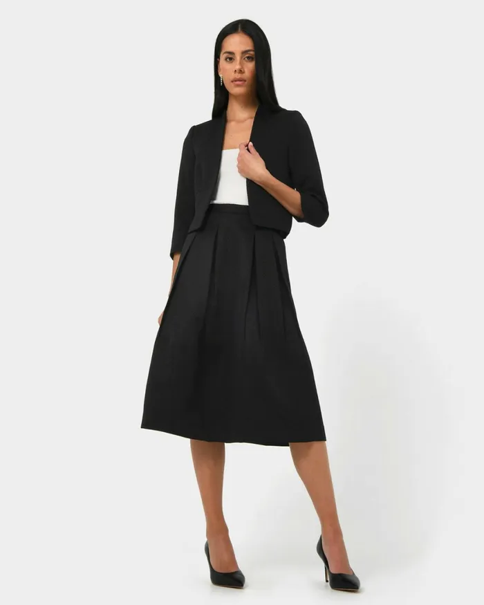 Forcast Harriet Jacquard Crop Jacket Black Women Jackets and Blazers
