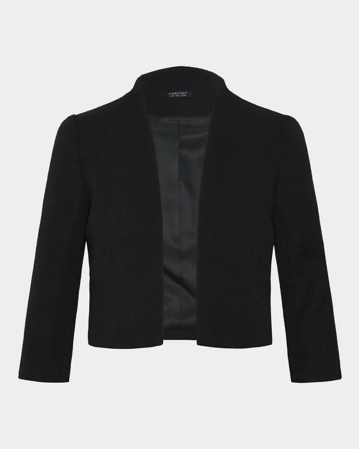 Forcast Harriet Jacquard Crop Jacket Black Women Jackets and Blazers