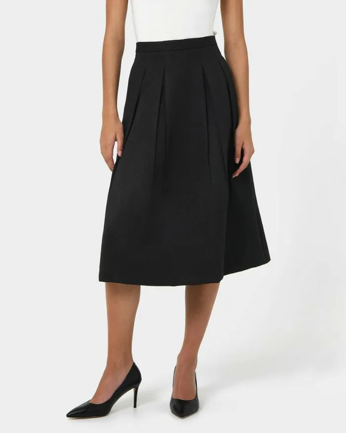 Forcast Harriet Jacquard Skirt Black Women Midi and Maxi Skirts